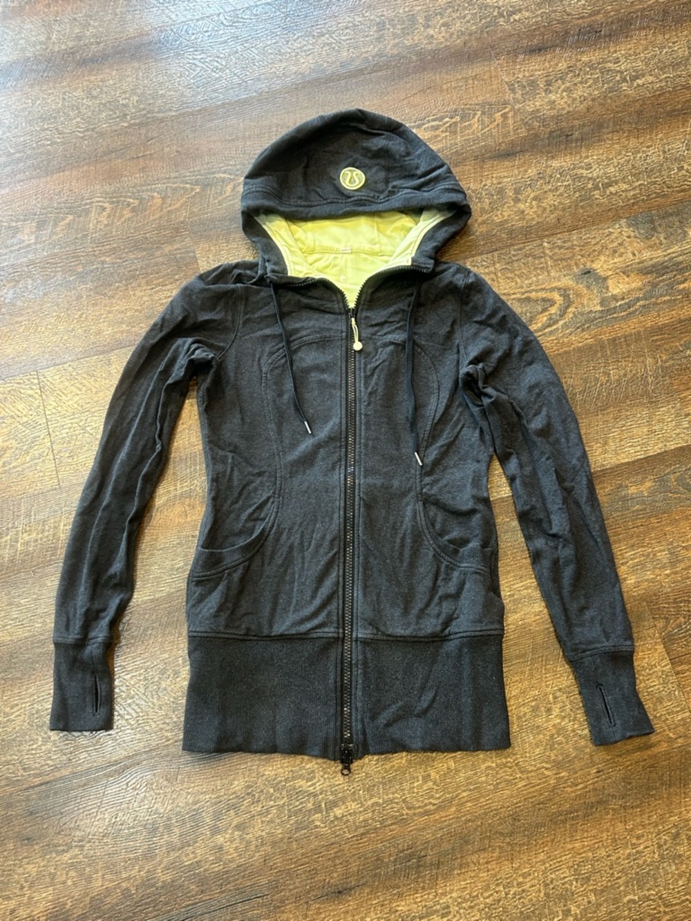 lululemon athletica Black Zip Hoodie with Lime Interior